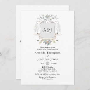 Laurel Wappen Monogram Lakeside Engagement Party Einladung