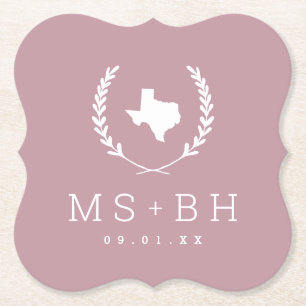 Laurel Wappen Texas Wedding Monogram Mauve Untersetzer
