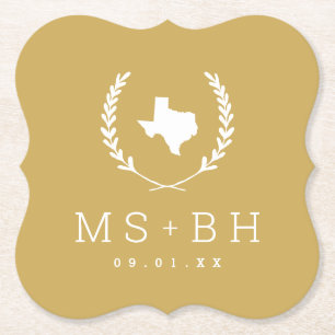 Laurel Wappen Texas Wedding Monogram   Senf Untersetzer