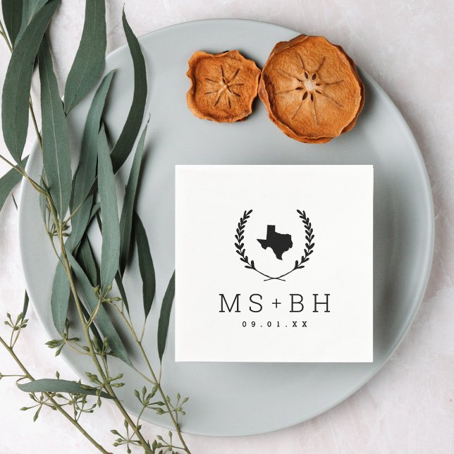 Laurel Wappen Texas Wedding Monogram Serviette (Von Creator hochgeladen)