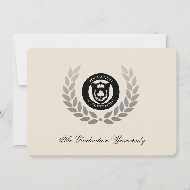 Laurel Wappen Traditioneller Uni-Abschluss Einladung (Vorderseite)