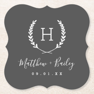 Laurel Wappen Wedding Monogram Untersetzer