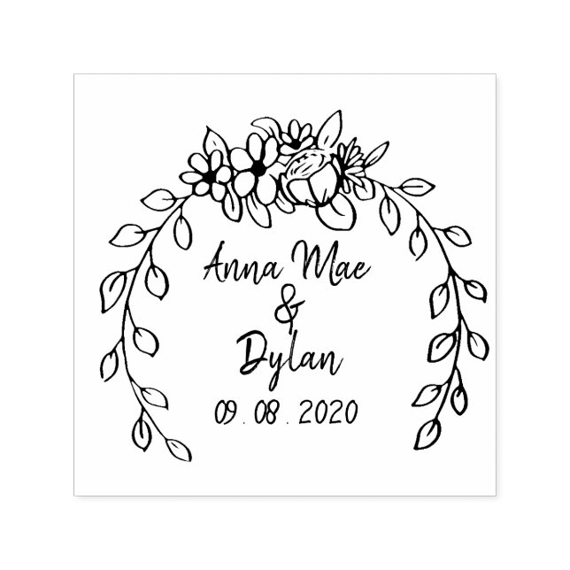 Laurel Wedding Wreath Round Permastempel (Design)