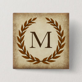 Laurel Wreath Aged Papyrus Monogram Initial Button