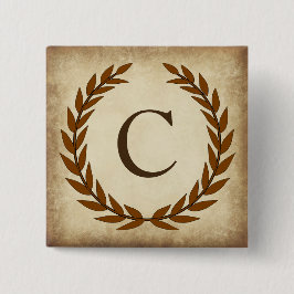 Laurel Wreath Aged Papyrus Monogram Initial C Button