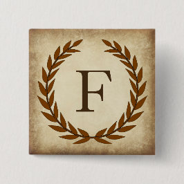 Laurel Wreath Aged Papyrus Monogram Initial F Button