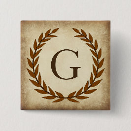 Laurel Wreath Aged Papyrus Monogram Initial G Button