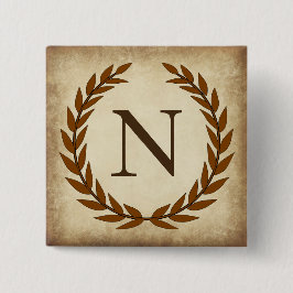 Laurel Wreath Aged Papyrus Monogram Initial N Button