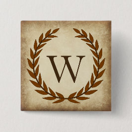 Laurel Wreath Aged Papyrus Monogram Initial W Button