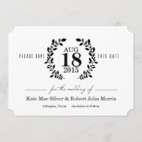 Laurel Wreath Black & White Nonphoto Save the Date