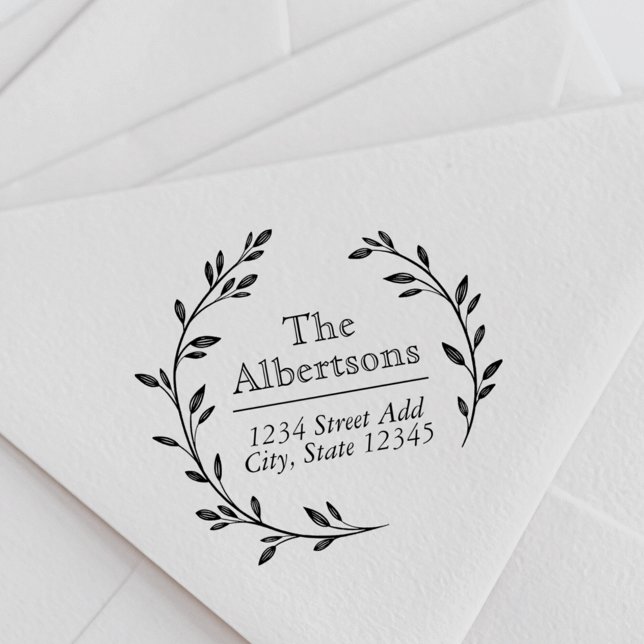 Laurel Wreath Custom Family Name Rücksendeadresse Gummistempel (Von Creator hochgeladen)