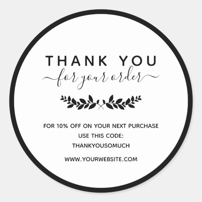 Laurel Wreath dankt Ihnen für die Bestellung Runder Aufkleber (Vorderseite)