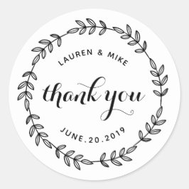 Laurel Wreath Gastgeschenk Hochzeit Vielen Dank Runder Aufkleber