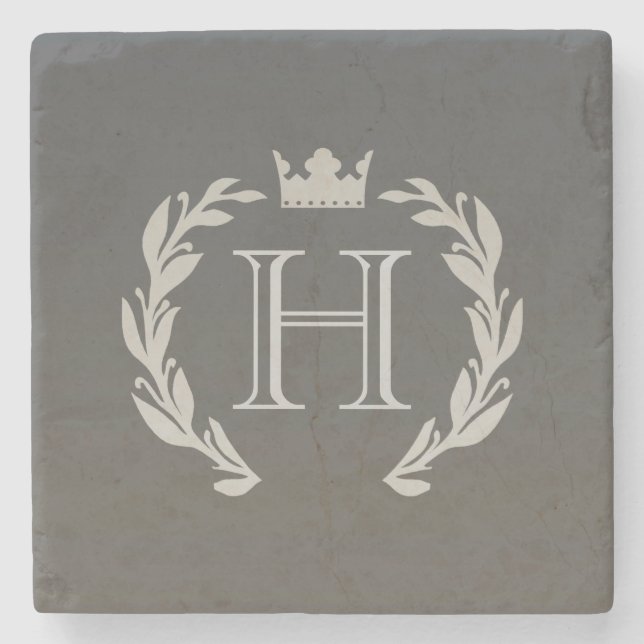 Laurel Wreath Monogram Steinuntersetzer (Vorderseite)