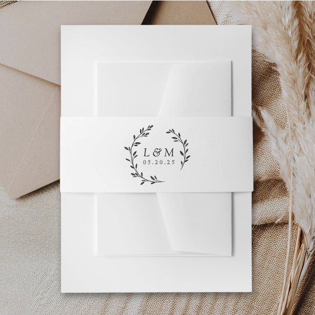 Laurel Wreath Monogram Wedding Einladungsbanderole (Von Creator hochgeladen)