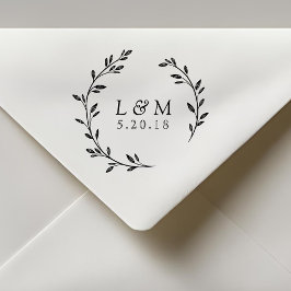 Laurel Wreath Monogram Wedding Save the Date Gummistempel
