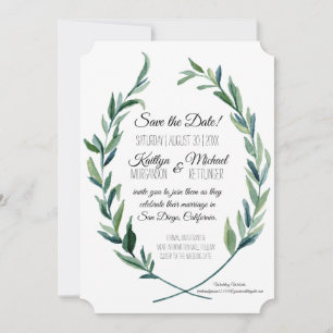 Laurel Wreath Olive Foliage Foto Save the Date Einladung