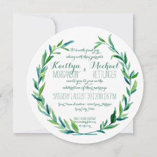 Laurel Wreath Olive Leaf Zweig Moderne Runde Einladung