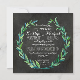 Laurel Wreath Olive Leaf Zweigstelle Chalkboard Sq Einladung