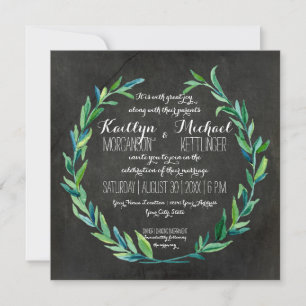 Laurel Wreath Olive Leaf Zweigstelle Chalkboard Sq Einladung