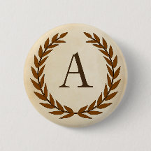 Laurel Wreath on Parchment Monogram Initial A