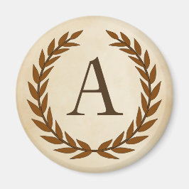 Laurel Wreath on Parchment Monogram Initial A Magnet