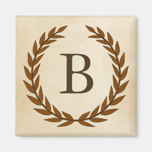 Laurel Wreath on Parchment Monogram Initial B Magnet