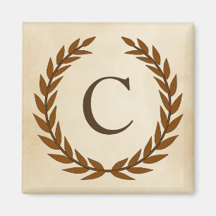 Laurel Wreath on Parchment Monogram Initial C Magnet