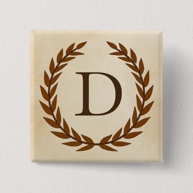 Laurel Wreath on Parchment Monogram Initial D Button (Vorderseite)