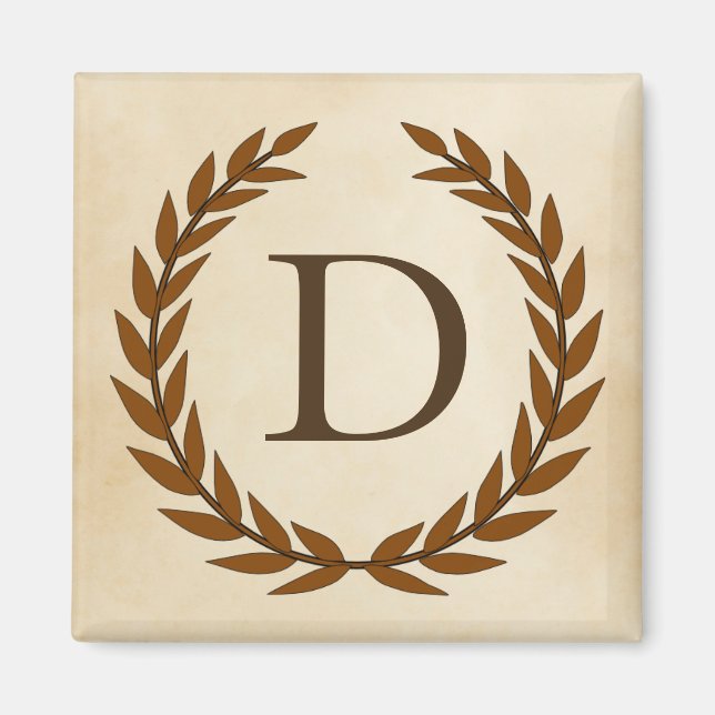 Laurel Wreath on Parchment Monogram Initial D Magnet (Vorne)