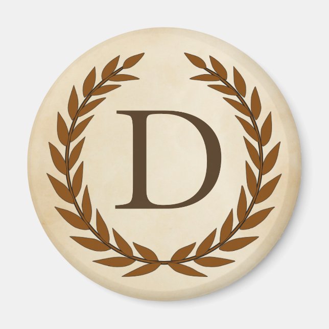 Laurel Wreath on Parchment Monogram Initial D Magnet (Vorne)