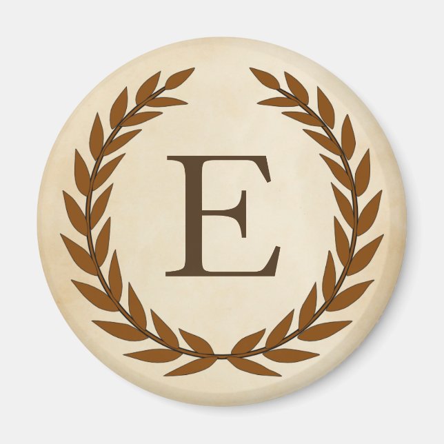 Laurel Wreath on Parchment Monogram Initial E Magnet (Vorne)
