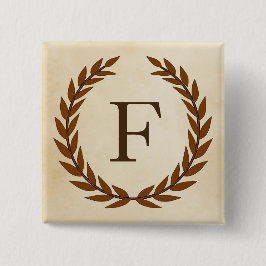 Laurel Wreath on Parchment Monogram Initial F Button
