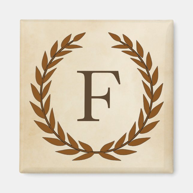 Laurel Wreath on Parchment Monogram Initial F Magnet (Vorne)