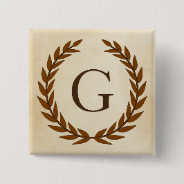 Laurel Wreath on Parchment Monogram Initial G Button