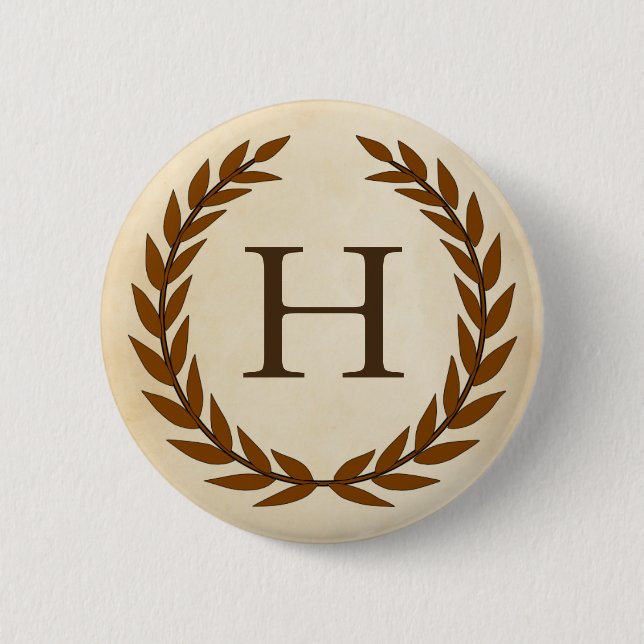 Laurel Wreath on Parchment Monogram Initial H Button (Vorderseite)