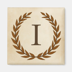 Laurel Wreath on Parchment Monogram Initial I Magnet