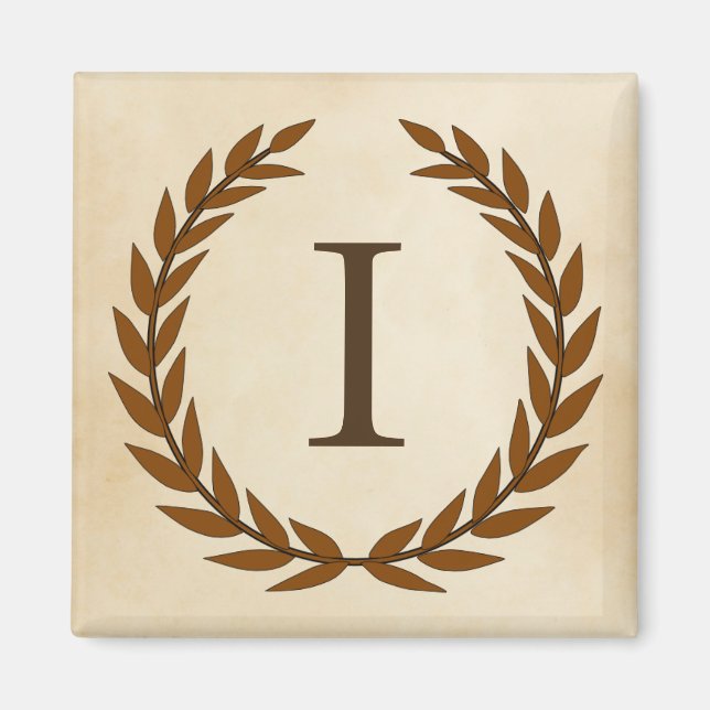 Laurel Wreath on Parchment Monogram Initial I Magnet (Vorne)