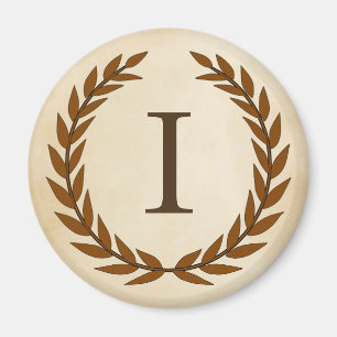 Laurel Wreath on Parchment Monogram Initial I Magnet