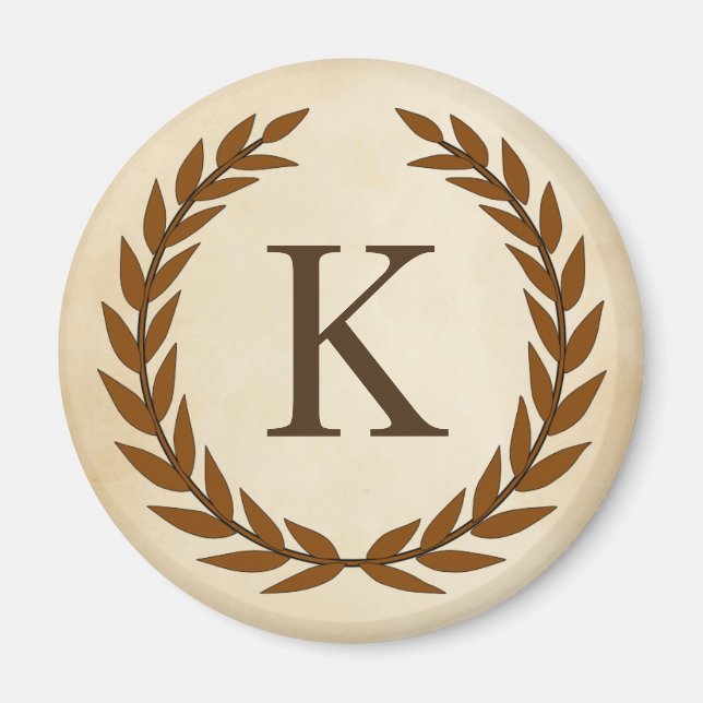 Laurel Wreath on Parchment Monogram Initial K Magnet (Vorne)