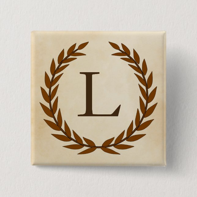 Laurel Wreath on Parchment Monogram Initial L Button (Vorderseite)