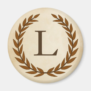 Laurel Wreath on Parchment Monogram Initial L Magnet