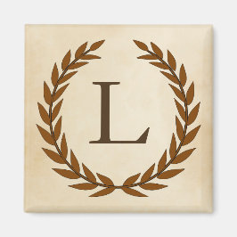 Laurel Wreath on Parchment Monogram Initial L Magnet