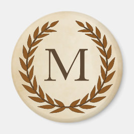 Laurel Wreath on Parchment Monogram Initial Magnet