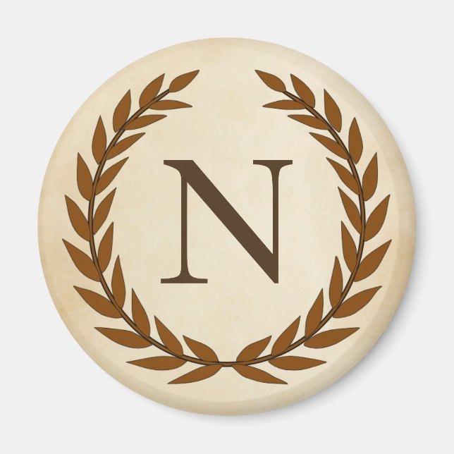 Laurel Wreath on Parchment Monogram Initial N Magnet (Vorne)