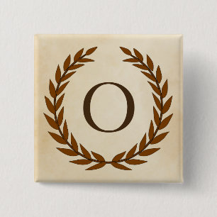 Laurel Wreath on Parchment Monogram Initial O Button