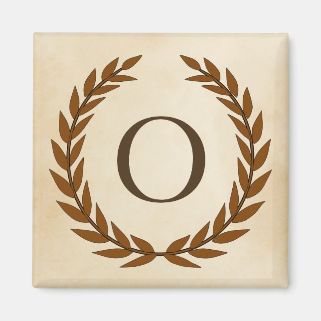 Laurel Wreath on Parchment Monogram Initial O Magnet (Vorne)