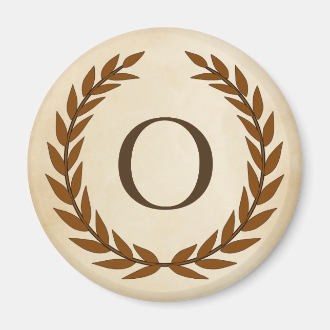 Laurel Wreath on Parchment Monogram Initial O Magnet (Vorne)
