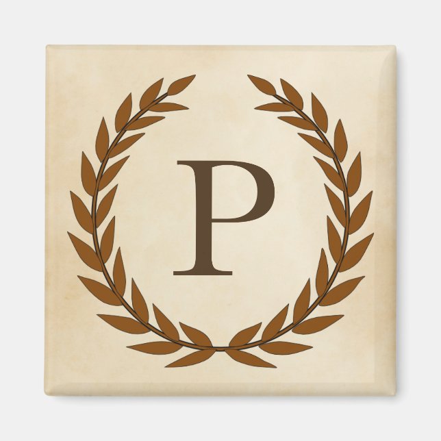 Laurel Wreath on Parchment Monogram Initial P Magnet (Vorne)