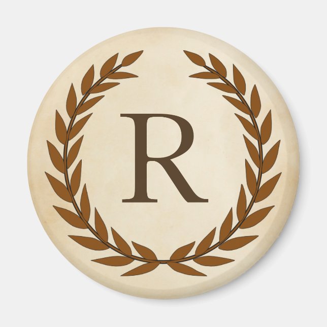 Laurel Wreath on Parchment Monogram Initial R Magnet (Vorne)